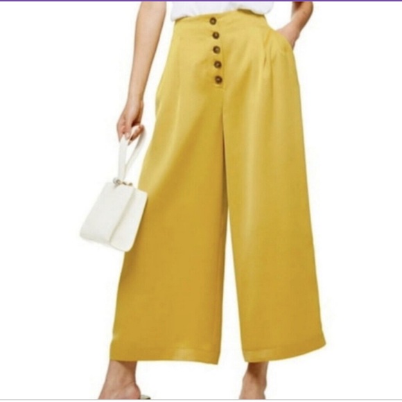 Topshop Pants - Topshop Gold High Waisted Cropped Wide Leg Dress Pants